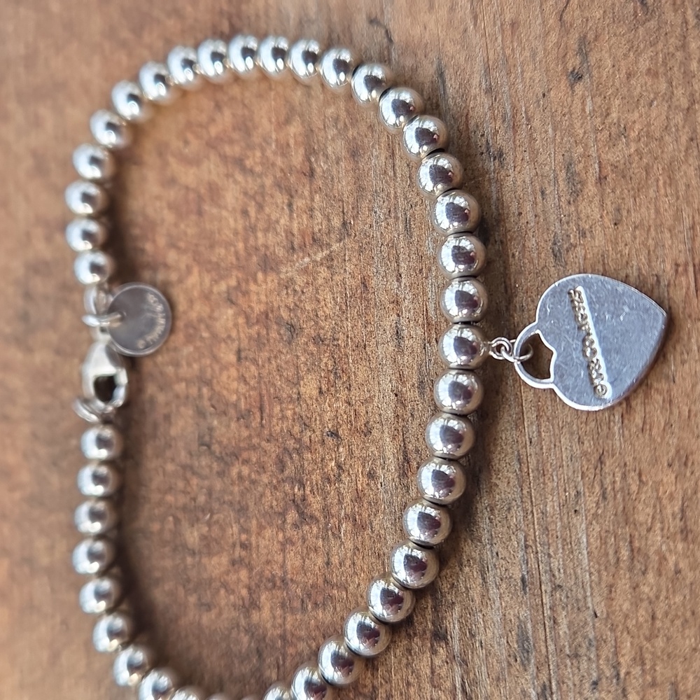 Tiffany & Co.Silver 925 Beaded Heart Charm Bracelet - Picture 5 of 5
